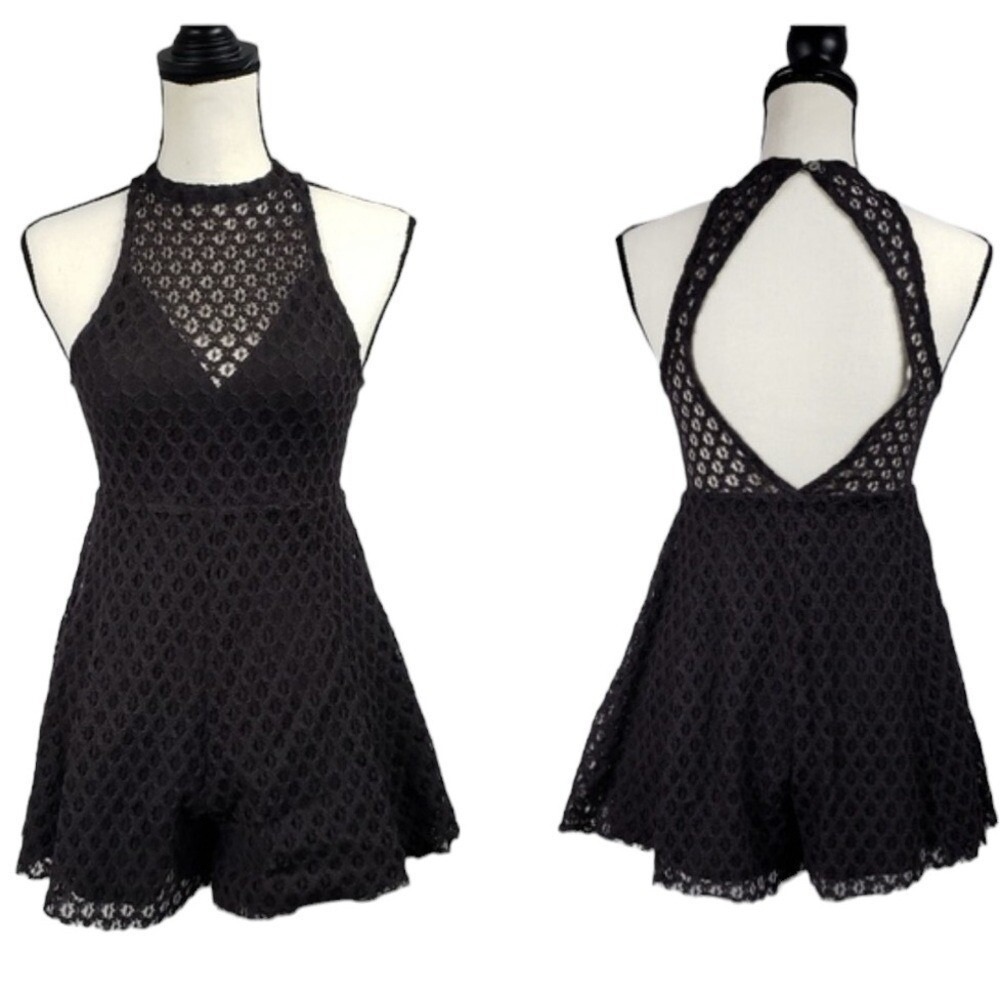 Urban Outfitters Romper Lace Retro Crochet Dark Brown Small Silence Noise